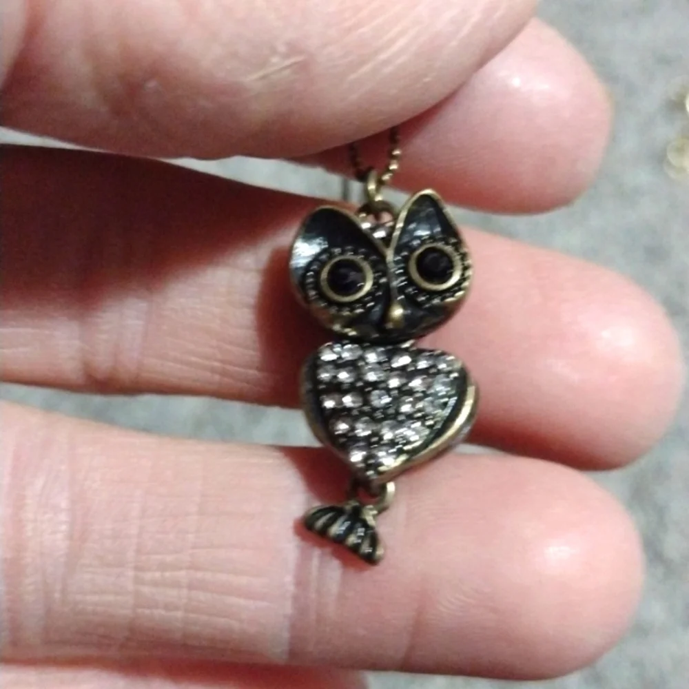 AEROPOSTALE BRASS-TONE OWL AND UNBRANDED SILVER-TONE OWL PENDANT NECKLACES